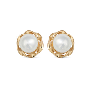 Freshwater Pearl Scalloped Border Studs