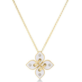 Love in Verona White Enamel & Diamond Flower Necklace