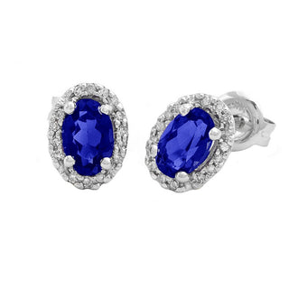 Sapphire & Diamond Halo Studs