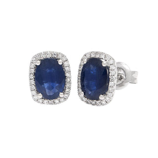Sapphire & Diamond Halo Studs