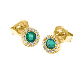 Emerald & Diamond Halo Studs