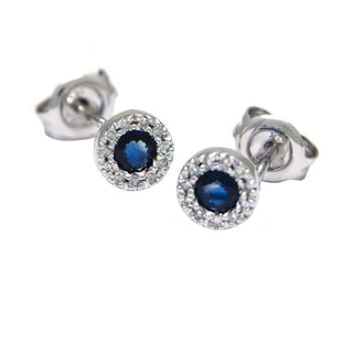 Sapphire & Diamond Halo Studs