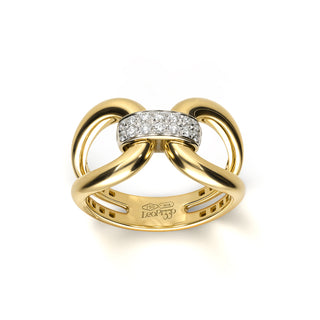 DOUBLE LOOP RING WITH DIAMOND CONNECTOR