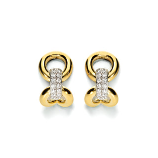DOUBLE LOOP EARRINGS WITH DIAMOND CONNECTORS