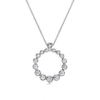 OPEN CIRCLE GRADUATED DIAMOND BEZEL NECKLACE