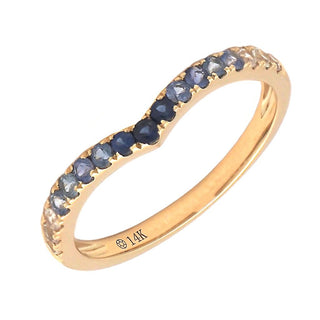 Blue Sapphire Ombre V Ring
