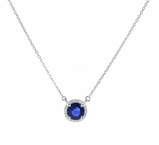 SAPPHIRE & DIAMOND HALO PENDANT