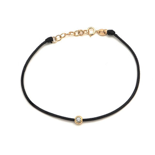 BEZEL DIAMOND ON BLACK CORD BRACELET