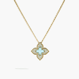 VENETIAN PRINCESS BLUE TOPAZ CARNIVAL FLOWER NECKLACE
