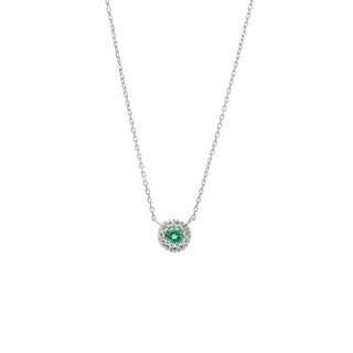 Emerald & Diamond Halo Pendant