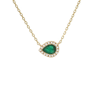 Emerald & Diamond Halo Pendant