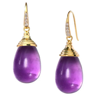 AMETHYST & DIAMOND DROP EARRINGS