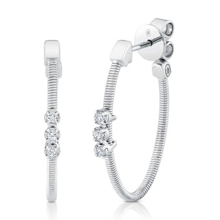 RIBBED OVAL HOOPS WITH DIAMONDS