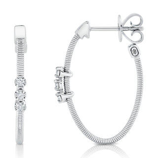 RIBBED OVAL HOOPS WITH DIAMONDS