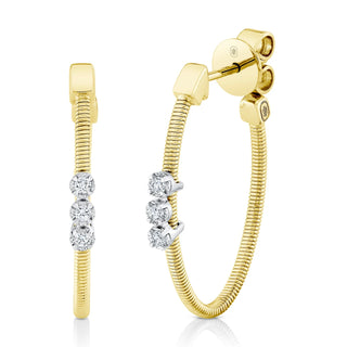 RIBBED OVAL HOOPS WITH DIAMONDS