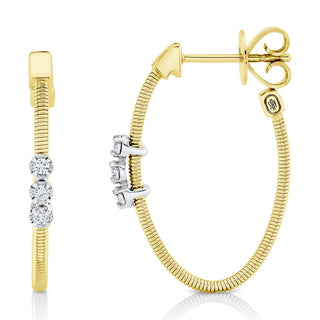 RIBBED OVAL HOOPS WITH DIAMONDS