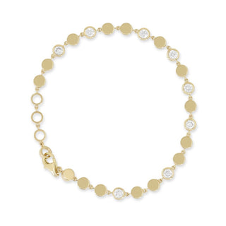 BEZEL DIAMOND & GOLD DISC BRACELET