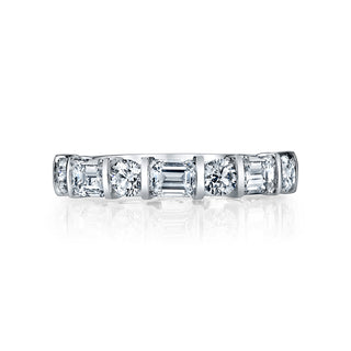 EMERALD & ROUND DIAMOND BAR SET BAND