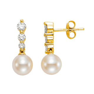 Diamond & Pearl Drop Earrings