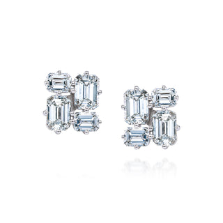 EMERALD CUT DIAMOND CLUSTER EARRINGS