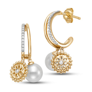 PEARL & MEDALLION DROP EARRINGS