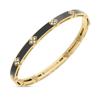 LOVE IN VERONA BLACK ENAMEL AND DIAMOND BANGLE