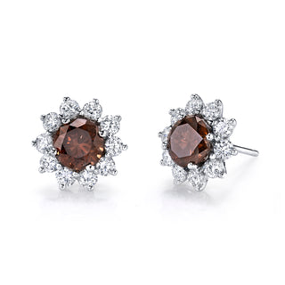 COGNAC DIAMOND CLUSTER EARRINGS