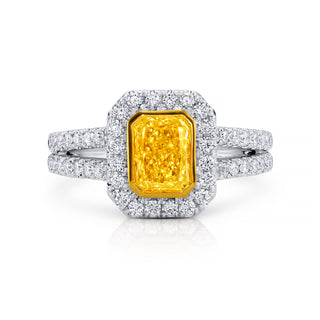 RADIANT CUT FANCY LIGHT YELLOW DIAMOND RING