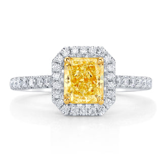 RADIANT CUT FANCY LIGHT YELLOW DIAMOND RING