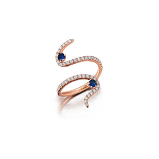 Sapphire & Diamond Swirl Ring