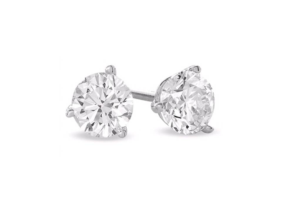 Three-Prong Martini Diamond Stud Earrings