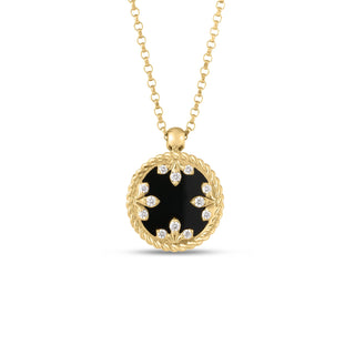 VENETIAN MEDALLIONS SMALL DIAMOND AND BLACK JADE NECKLACE