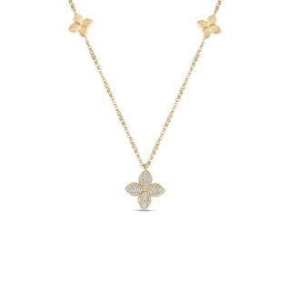 LOVE IN VERONA DIAMOND AND POLISHED FLOWER STATION NECKLACE