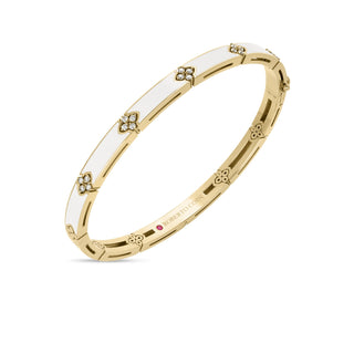 LOVE IN VERONA WHITE ENAMEL AND DIAMOND BANGLE