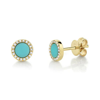 TURQUOISE AND DIAMOND STUDS