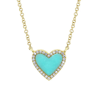 TURQUOISE AND DIAMOND HEART NECKLACE