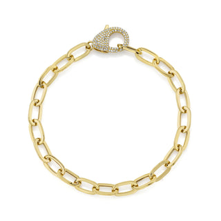 PAPERCLIP LINK BRACELET WITH PAVE DIAMOND CLASP