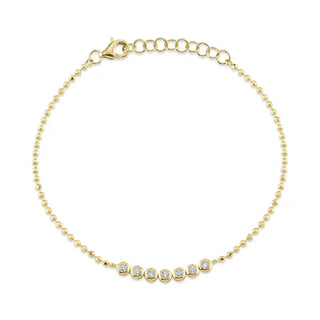 DIAMOND BEZEL FACETED BALL CHAIN BRACELET