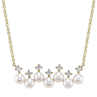 PEARL AND DIAMOND BAR NECKLACE