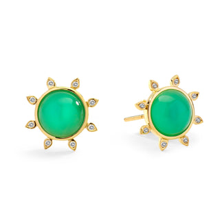 CHRYSOPRASE & DIAMOND SUN EARRINGS