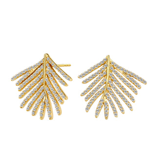 DIAMOND PALM LEAF EARRINGS