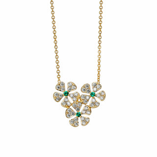 DIAMOND & EMERALD FLOWER NECKLACE