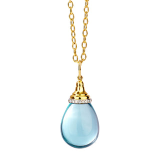 BLUE TOPAZ & DIAMOND PENDANT
