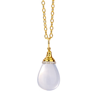 MOON QUARTZ & DIAMOND PENDANT