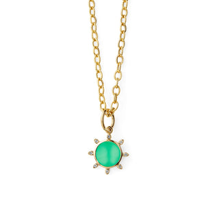 CHRYSOPRASE & DIAMOND SUN EARRINGS PENDANT