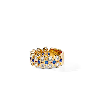 3-ROW BEZEL SET SAPPHIRE & DIAMOND BAND