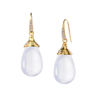MOON QUARTZ & DIAMOND DROP EARRINGS