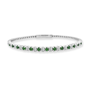 Flexible Emerald & Diamond Bangle