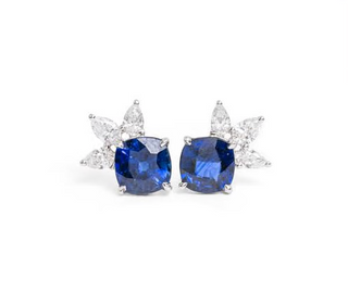 SAPPHIRE & DIAMOND CLUSTER EARRINGS