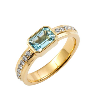 BLUE TOPAZ & DIAMOND RING